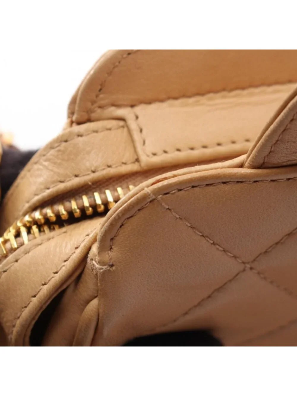 Chanel Handbag Quilted Beige Lambskin